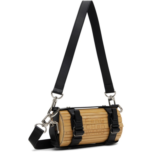  펑첸왕 Feng Chen Wang Beige & Black Strap Small Bamboo Bag 241107F048004