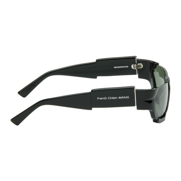  펑첸왕 Feng Chen Wang SSENSE Exclusive Black Deconstructed Sunglasses 241107M134000