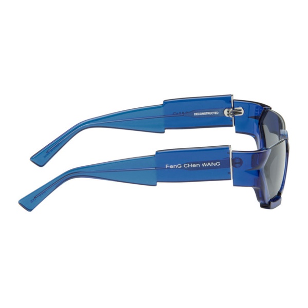  펑첸왕 Feng Chen Wang SSENSE Exclusive Blue Deconstructed Sunglasses 241107M134002