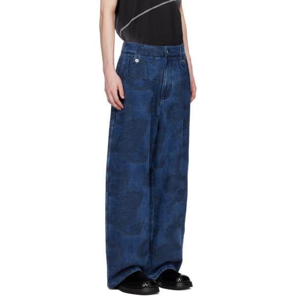  펑첸왕 Feng Chen Wang Blue Dragon Denim Trousers 241107M191004