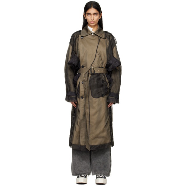  펑첸왕 Feng Chen Wang Khaki & Black Layered Trench Coat 241107F067000