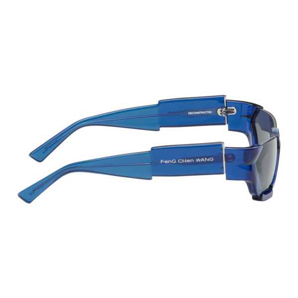  펑첸왕 Feng Chen Wang SSENSE Exclusive Blue Deconstructed Sunglasses 241107F005002