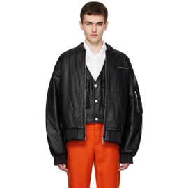 펑첸왕 Feng Chen Wang Black Printed Faux-Leather Vest & Bomber Jacket 232107M175000