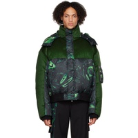 펑첸왕 Feng Chen Wang Black & Green Lacquerware Down Jacket 222107M180009