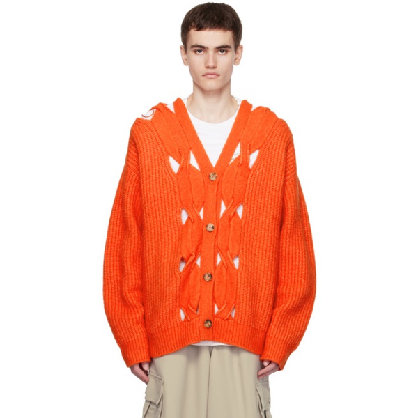  펑첸왕 Feng Chen Wang Orange Rib Cardigan 232107M200000