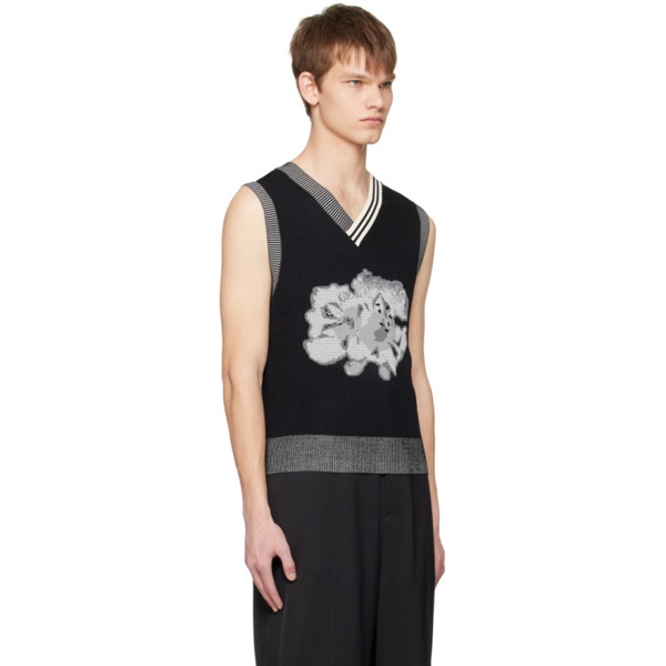  펑첸왕 Feng Chen Wang Black Floral Vest 231107M206000