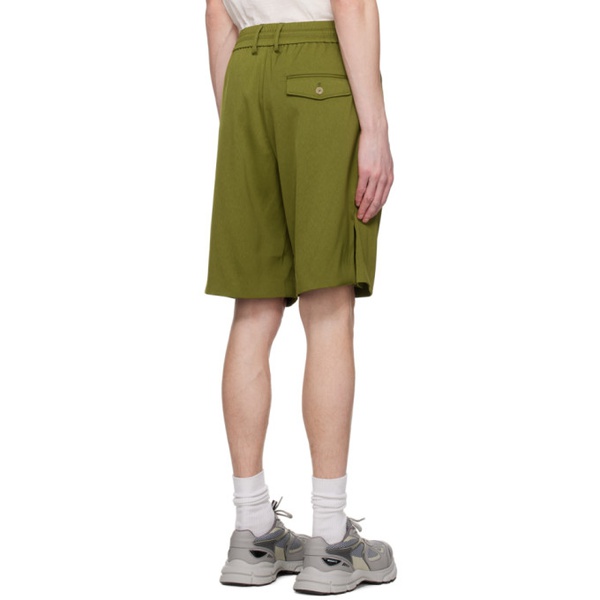  펑첸왕 Feng Chen Wang Green Pleated Shorts 231107M193001