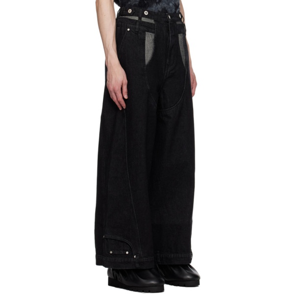  펑첸왕 Feng Chen Wang Black Paneled Jeans 232107M186007