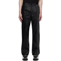 펑첸왕 Feng Chen Wang Black Paneled Faux-Leather Jeans 232107M186003