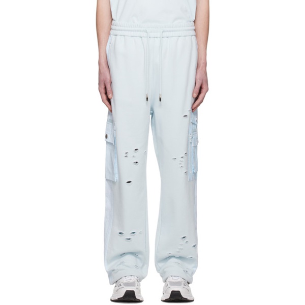  펑첸왕 Feng Chen Wang Blue Paneled Sweatpants 231107M190003