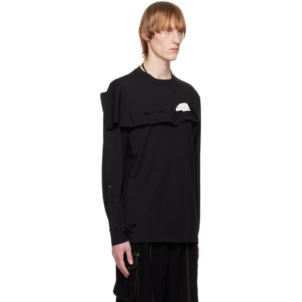  펑첸왕 Feng Chen Wang Black Distressed Long Sleeve T-Shirt 231107M213001