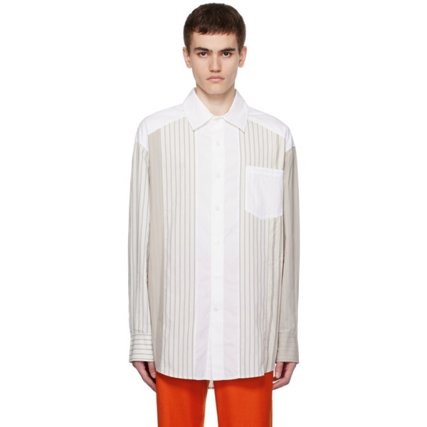  펑첸왕 Feng Chen Wang White Striped Shirt 232107M192004