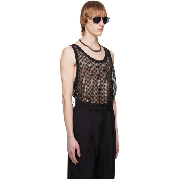  펑첸왕 Feng Chen Wang Black Scoop Neck Tank Top 231107M214000