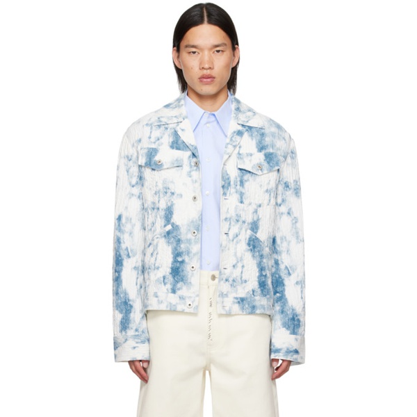  펑첸왕 Feng Chen Wang Blue & White Printed Jacket 241107M180002