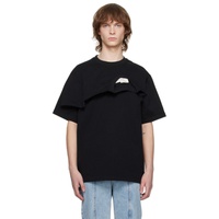 펑첸왕 Feng Chen Wang Black Double Collar T-Shirt 231107M213009