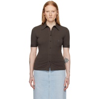 Filippa K Brown Embroidered Shirt 241072F109009