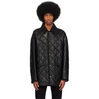 Filippa K Black Quilted Leather Jacket 231072M181000