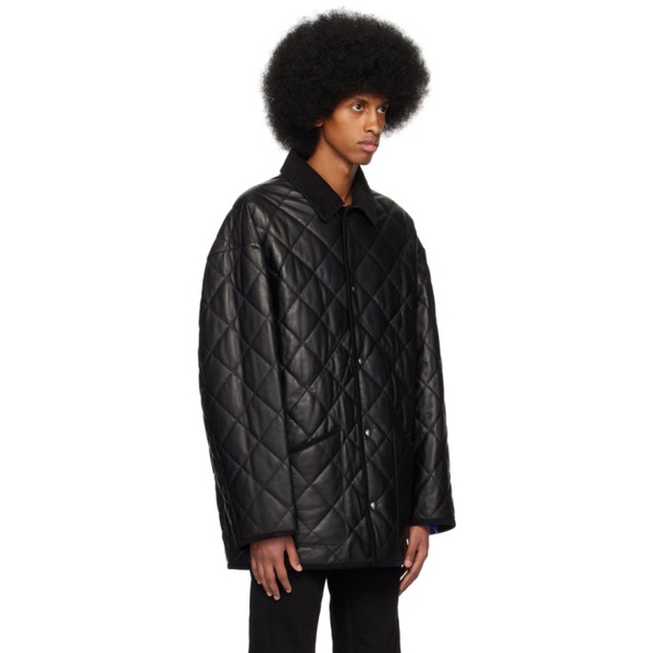  Filippa K Black Quilted Leather Jacket 231072M181000