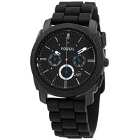 Fossil MEN'S Machine Chronograph Silicone Black Dial Watch FS4487IE