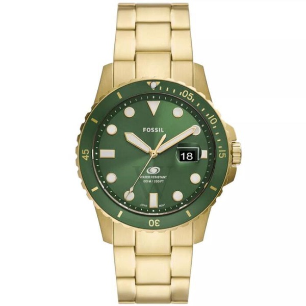 파슬 MEN'S Fossil Blue Dive Stainless Steel Green Dial Watch FS5950