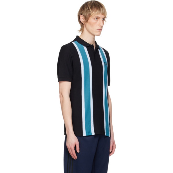  Fred Perry Black & Blue Striped Polo 242719M212015