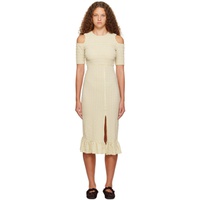 가니 GANNI Beige Smocked Midi Dress 232144F054013