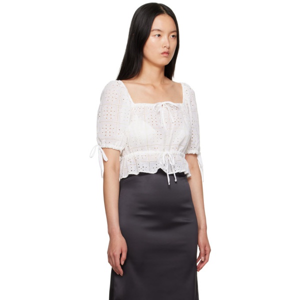  가니 GANNI White Cropped Blouse 232144F107015