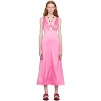 가니 GANNI Pink Halter Midi Dress 232144F054012