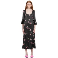 가니 GANNI Black Floral Maxi Dress 231144F054001