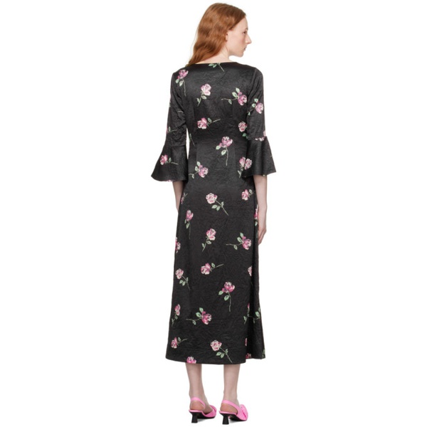  가니 GANNI Black Floral Maxi Dress 231144F054001