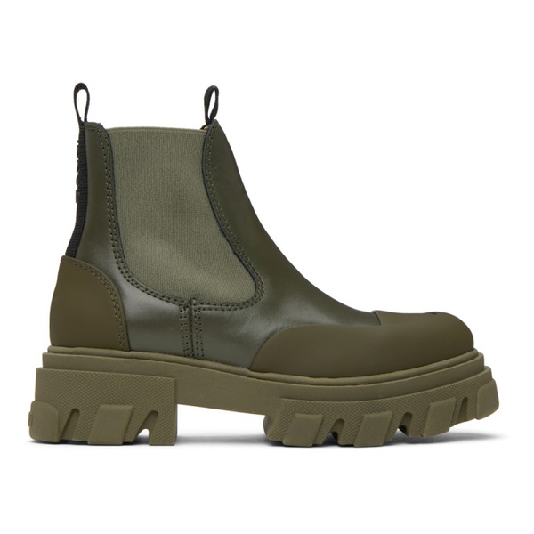  가니 GANNI Khaki Cleated Low Chelsea Boots 232144F113013