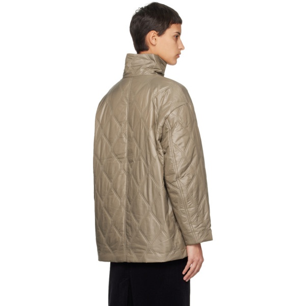  가니 GANNI Taupe Shiny Jacket 241144F063001