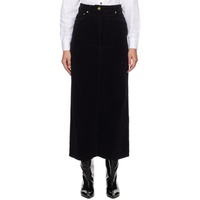 가니 GANNI Black Vented Maxi Skirt 241144F093004