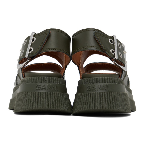  가니 GANNI Khaki Platform Sandals 231144F124003
