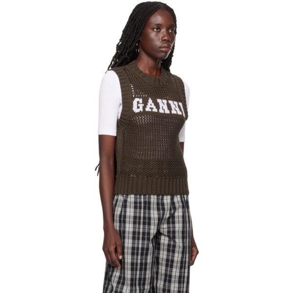  가니 GANNI Brown Rope Vest 241144F096001