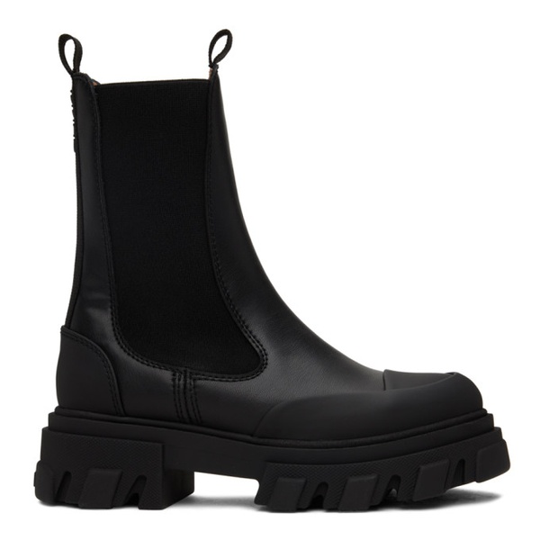  가니 GANNI Black Cleated Mid Chelsea Boots 241144F114009