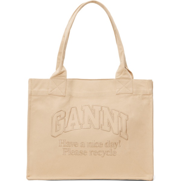  가니 GANNI Beige Large Easy Shopper Tote 241144F049003