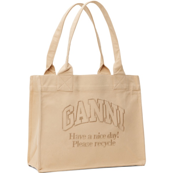  가니 GANNI Beige Large Easy Shopper Tote 241144F049003