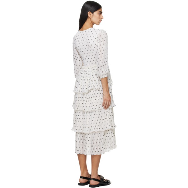  가니 GANNI White Pleated Midi Dress 241144F054000