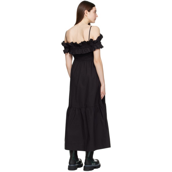  가니 GANNI Black Smock Maxi Dress 241144F055013