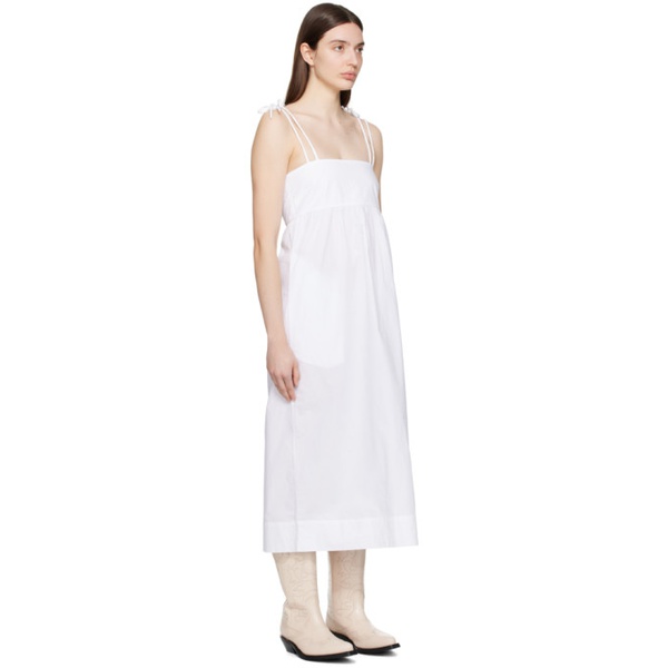  가니 GANNI White Self-Tie Midi Dress 241144F054014