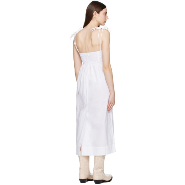  가니 GANNI White Self-Tie Midi Dress 241144F054014