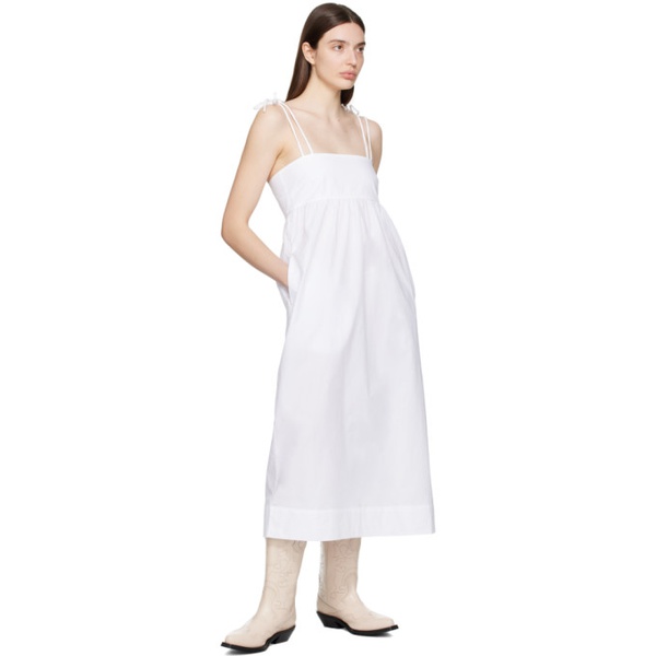  가니 GANNI White Self-Tie Midi Dress 241144F054014