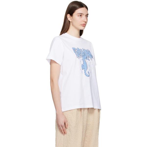  가니 GANNI White Seahorse T-Shirt 241144F110021