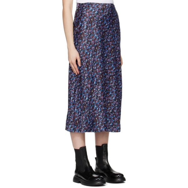  가니 GANNI Black Floral Midi Skirt 241144F092007