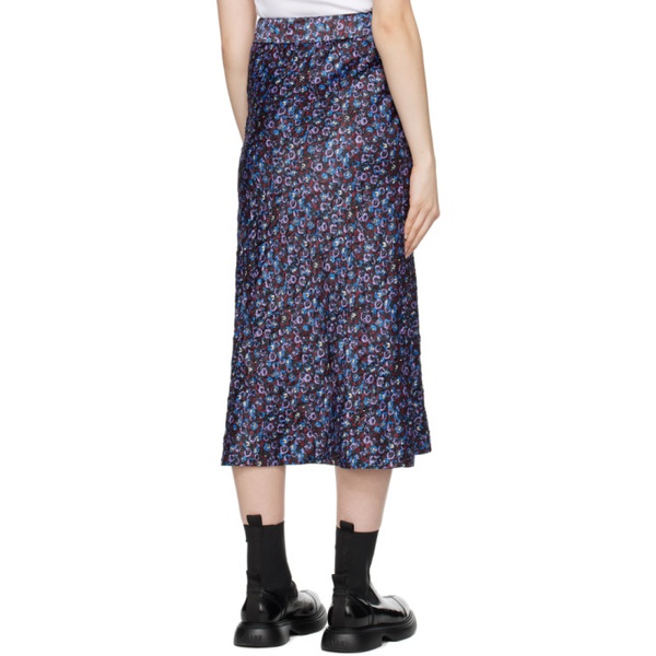  가니 GANNI Black Floral Midi Skirt 241144F092007