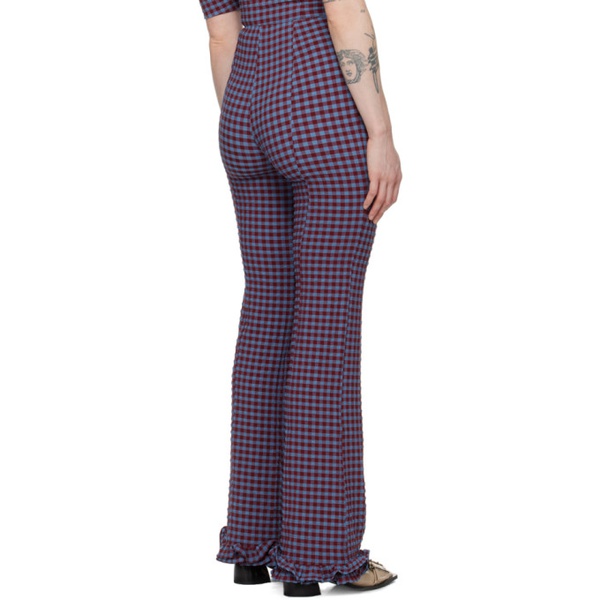  가니 GANNI Blue & Red Check Trousers 241144F087033