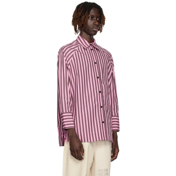  가니 GANNI Pink & Brown Striped Shirt 232144M192000