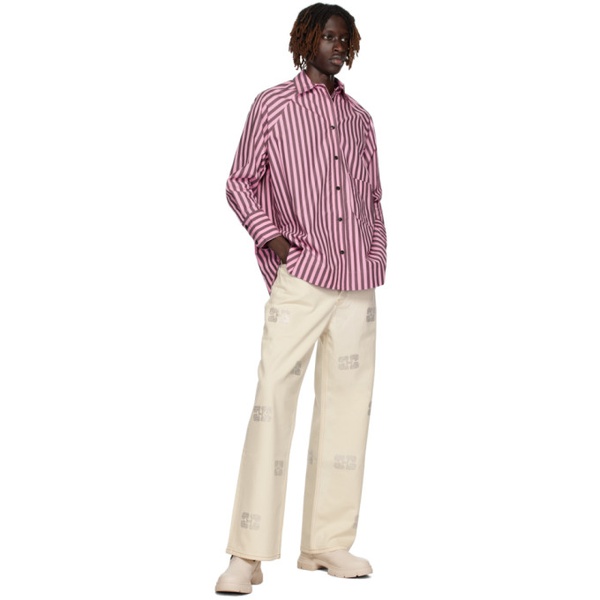  가니 GANNI Pink & Brown Striped Shirt 232144M192000