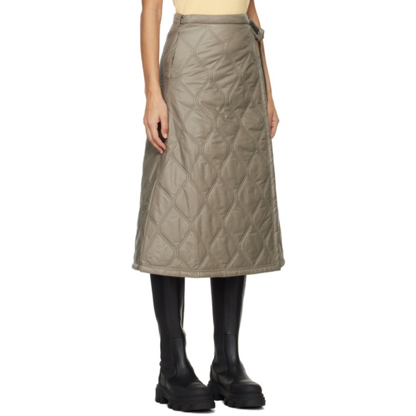 가니 GANNI Brown Quilted Midi Skirt 241144F092002